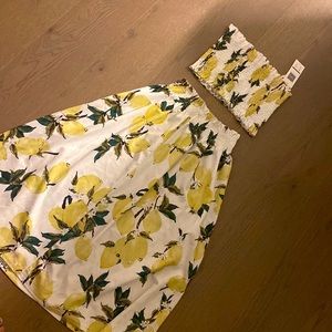 Lemon print two piece skirt and bandeau top.